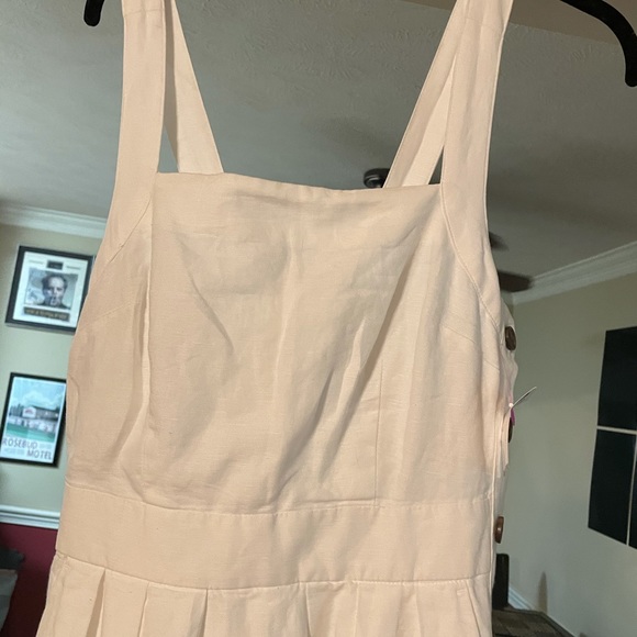GAP Apron Midi Cotton-Linen White Dress - Picture 9 of 11